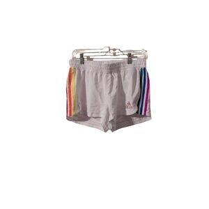 Adidas Women's Gray Shorts with Rainbow Stripes